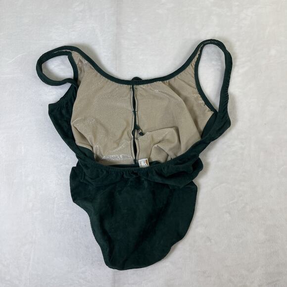 Vintage Acqua & Pelle sz. 10 Green Faux Suede Western Style 1-pc Bathing Suit - Picture 11 of 12